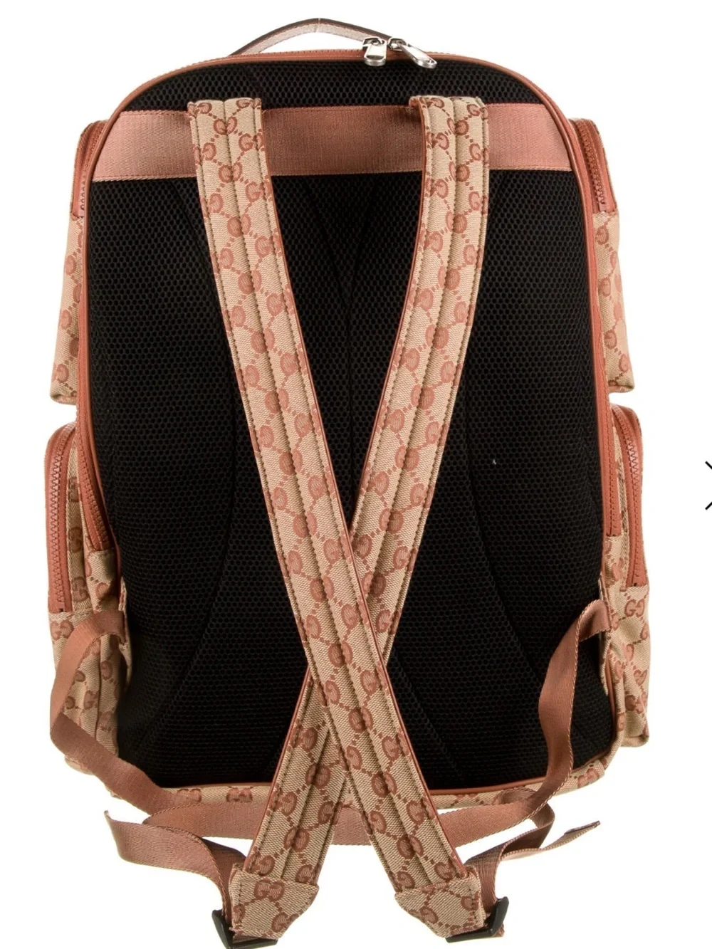 Unisex Gucci Beige Monogram Backpack with Red and White LA Patch